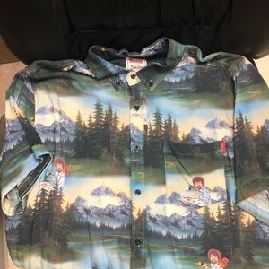 RSVLTS Bob Ross Happy Little Wildness Button-Up